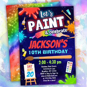 Boys Paint & Celebrate Birthday Party Invitation