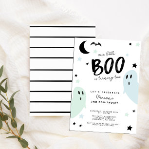 Boy's Pastel Little Boo Ghost Halloween Birthday  Invitation