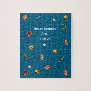Boy's personalised baseball jigsaw puzzle