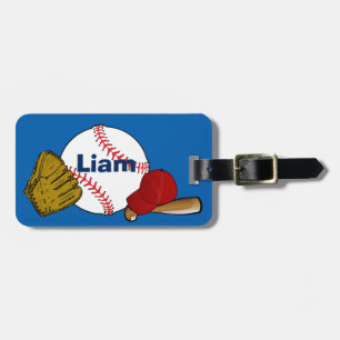 Boys Personalised Baseball Theme Luggage Tag