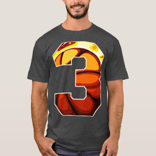 Boys Personalised Custom Number 3 Basketball Gift T-Shirt