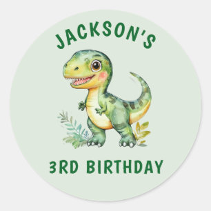 Boys Personalised Cute Dinosaur Birthday Sticker
