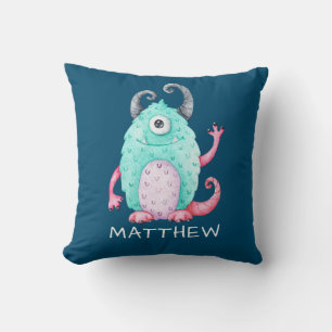 Boy's Personalised Cute Monster Cushion