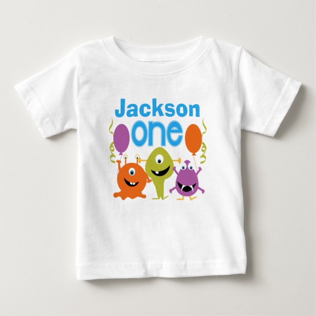 Boy's Personalised Monsters 1st Birthday T-shirt (Front)