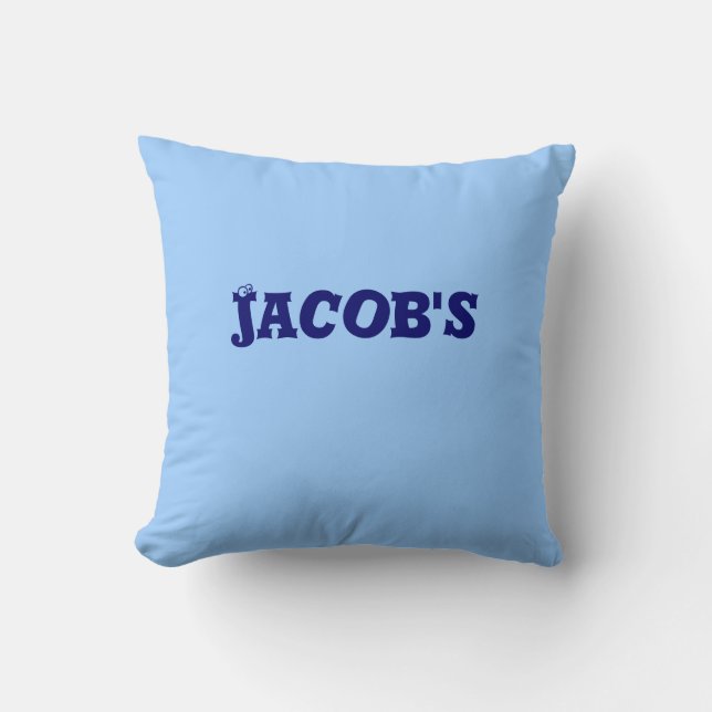 Boy's Personalised name pillow periwinkle  blue (Front)