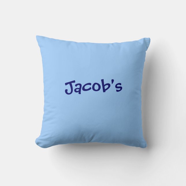 Boy's Personalised name pillow periwinkle  blue (Front)