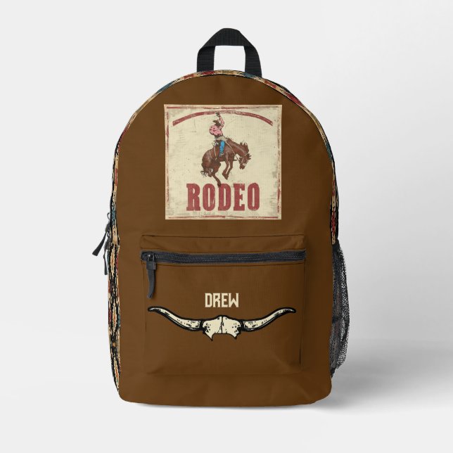 Boys Personalised Rodeo Backpack with Aztec Design (Front)