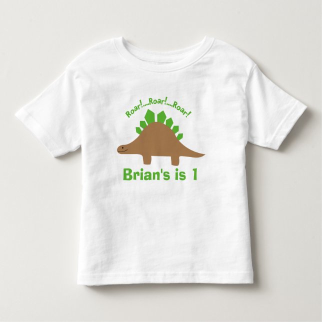 Boys Personalised Stegosaurus Dinosaur T-Shirt (Front)