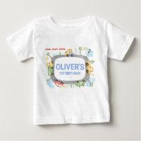 Boys Personalised Transport 1st Birthday T-Shirt