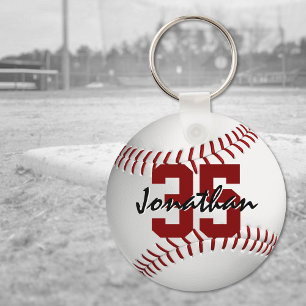 Boy's personalized baseball key ring