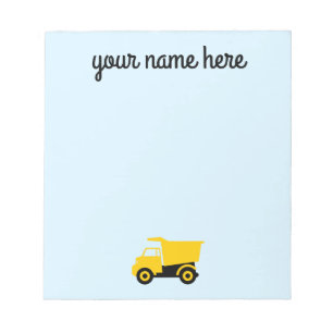 Boys Personalized Construction Truck Notepad