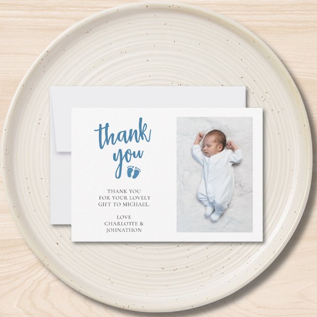 Boy's Photo Baby Shower Thank You Card (Creator Uploaded)