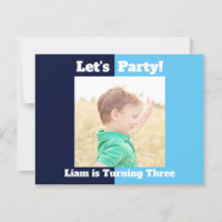 Boys Photo Kids Birthday Party Blue Colour Block