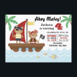 Boys Pirate Bear Birthday Party Invitation<br><div class="desc">Pirate birthday party invitations with cute pirate bears and boat on a tropical sea background. You can easily customise this pirate any number birthday party invitation for your event by simply adding your details in the font style,  colour and wording of your choice.</div>
