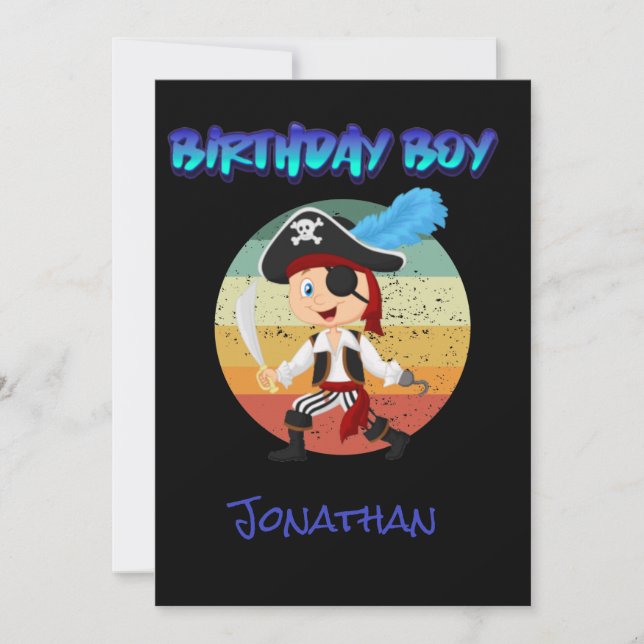 boys' pirate birthday party  card (Front)