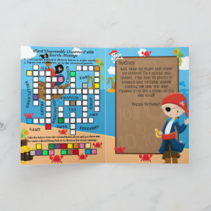 Boys Pirate Captain Secret Message Happy Birthday Card