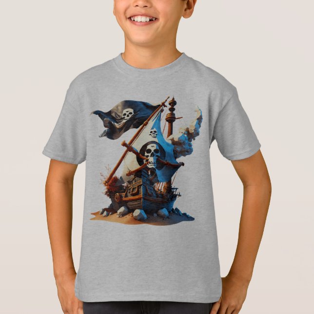 Boys Pirate Ship T-shirt (Front)