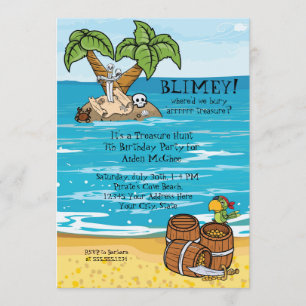 Boys Pirate Treasure Hunt Birthday Party Invite