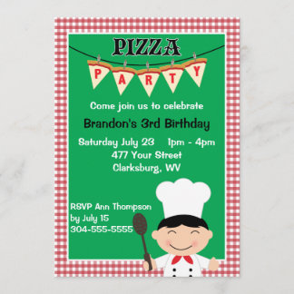 Boy's Pizza Party Invitation
