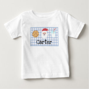 Boys Plaid Santa's Milk and Cookies  Baby T-Shirt