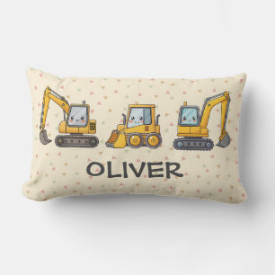 Boys' Playful Construction Vehicles Lumbar Cushion