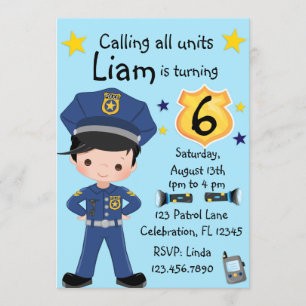 Boys Police Officer Birthday Invitation