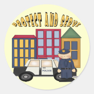 Boys Policemen Classic Round Sticker