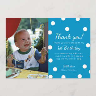Boys polka dotted birthday thank you card