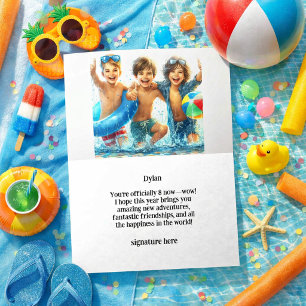 Boy's Pool Party Birthday Folded Greeting Card
