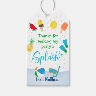 Boys Pool Party Birthday Thank You Gift Tags