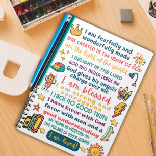 Boys positive affirmation scripture notebook