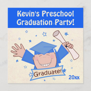 Boy's Preschool Kindergarten Grad Party Invitation