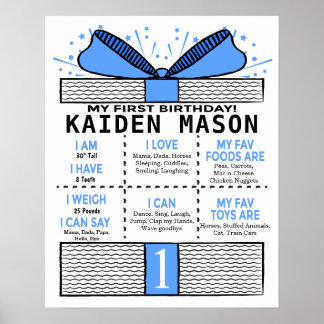 Boys Present Gift Box 16x20 Template 1st Birthday Poster