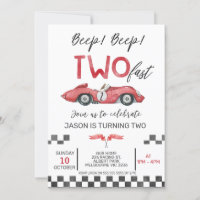 Boys Red Racing Car Two Fast 2nd Birthday