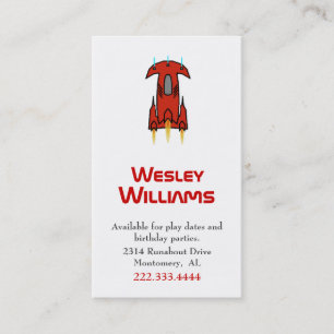 Boy's Red Space Ship Play Date Card
