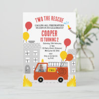 Boys Red Two The Resue Fire Engine 2nd Birthday