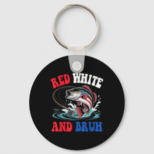 Boys Red White And Bruh Funny 4th Of July Fishing Key Ring