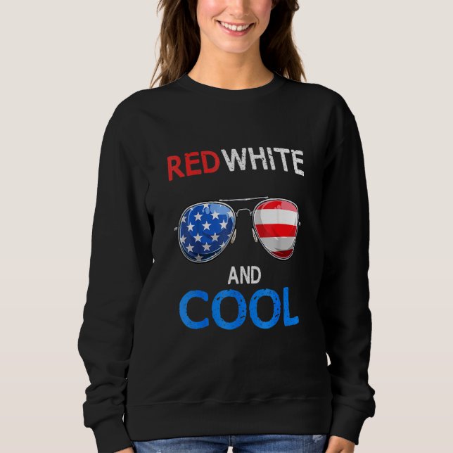 Boys Red White Cool 4th Of July Sunglasses Kids Te Sweatshirt (Front)