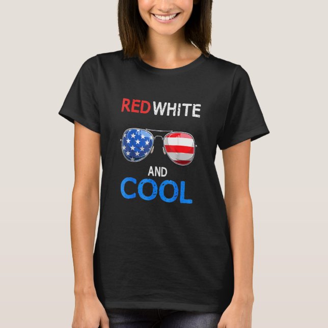 Boys Red White Cool 4th Of July Sunglasses Kids Te T-Shirt (Front)