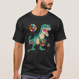 Boys Rex Speed Cubing Cube Math Puzzle Dinosaur Ki T-Shirt