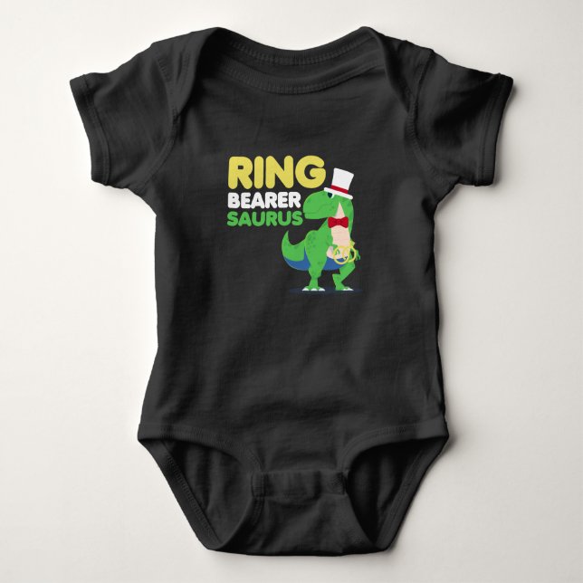 Boys Ring Bearer Dinosaur Rex Wedding Party Baby Bodysuit (Front)