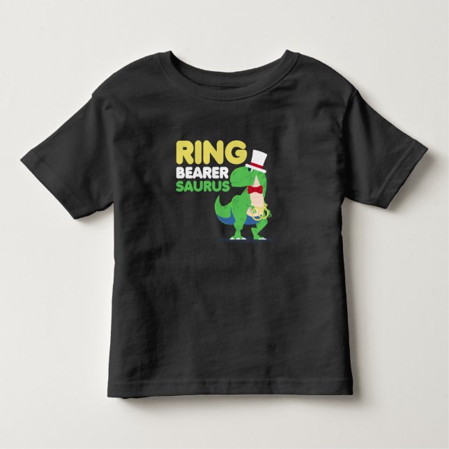 Boys Ring Bearer Dinosaur Rex Wedding Party Toddler T-Shirt (Front)