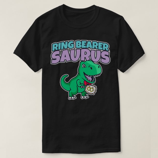 Boys Ring Bearer Dinosaur Wedding Party T-Shirt (Design Front)