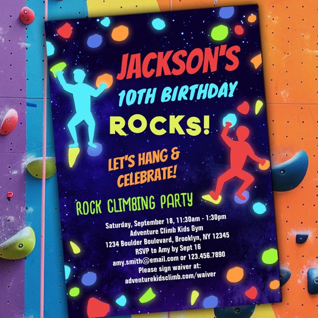 Boys Rock Climbing Birthday Party Invitation (Creator Uploaded)