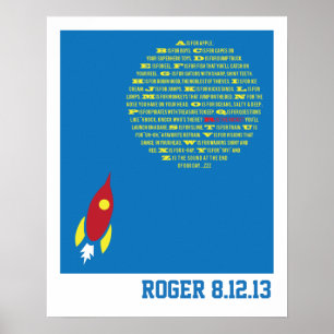 Boys Rocket Alphabet for Boys Room &  Baby Showers Poster