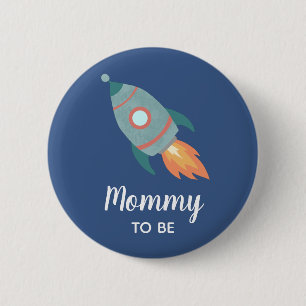 Boys Rocket Ship Mummy to Be Baby Shower Button