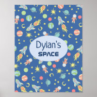 Boys Rocket Ship Space Pattern and Name Kids