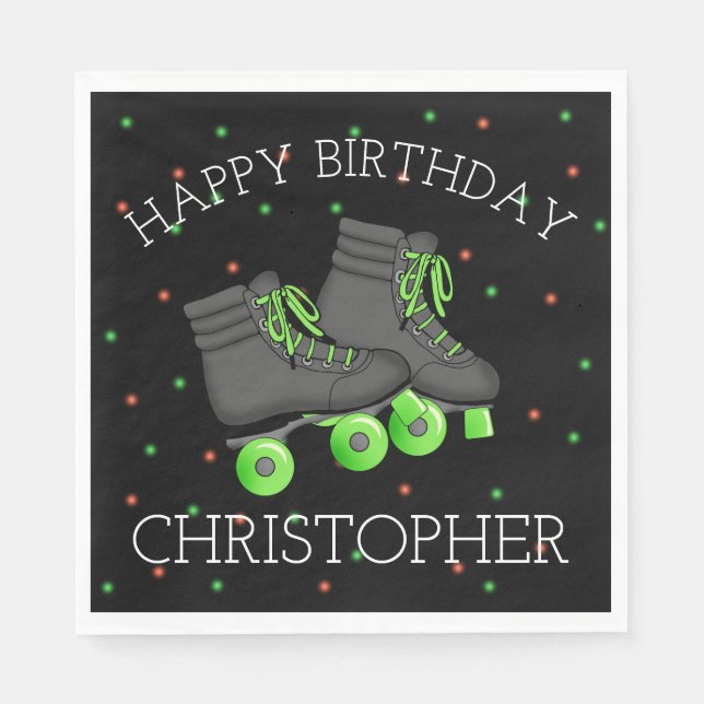 Boy's Roller Skate Birthday Napkin (Front)