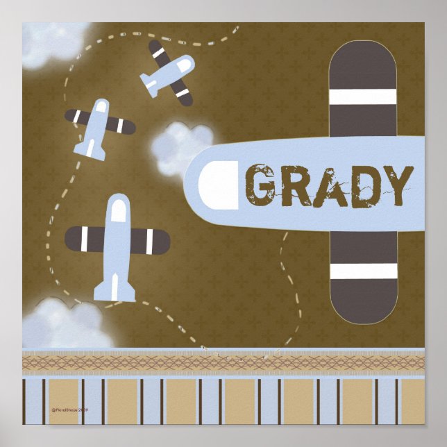 Boy's Room Aeroplane Wall Poster (Front)