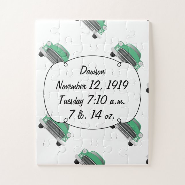Boys Room Classic Car Gifts Sweet Green Retro Car Jigsaw Puzzle (Vertical)
